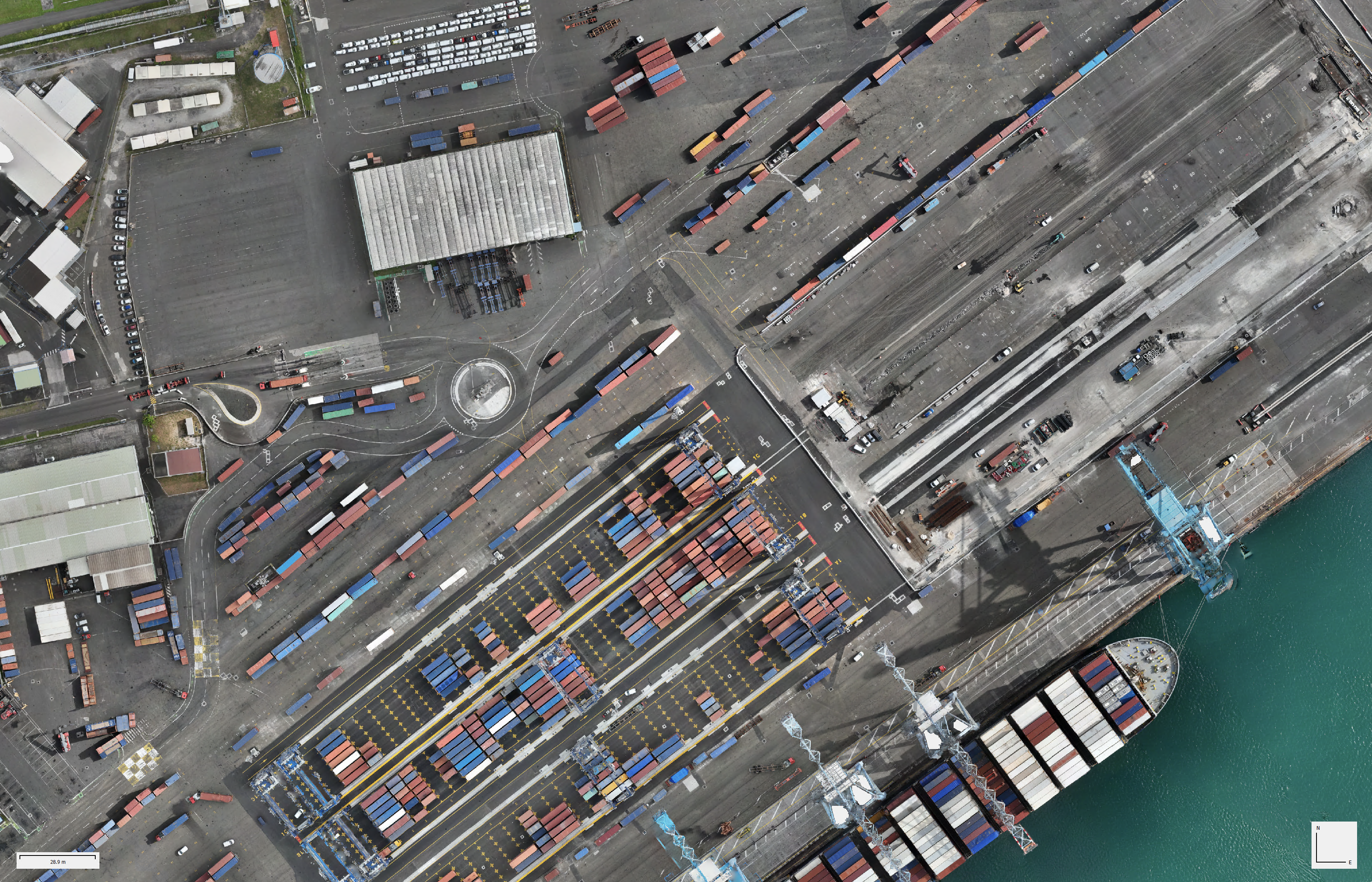 Aerial orthophoto of port infrastructure