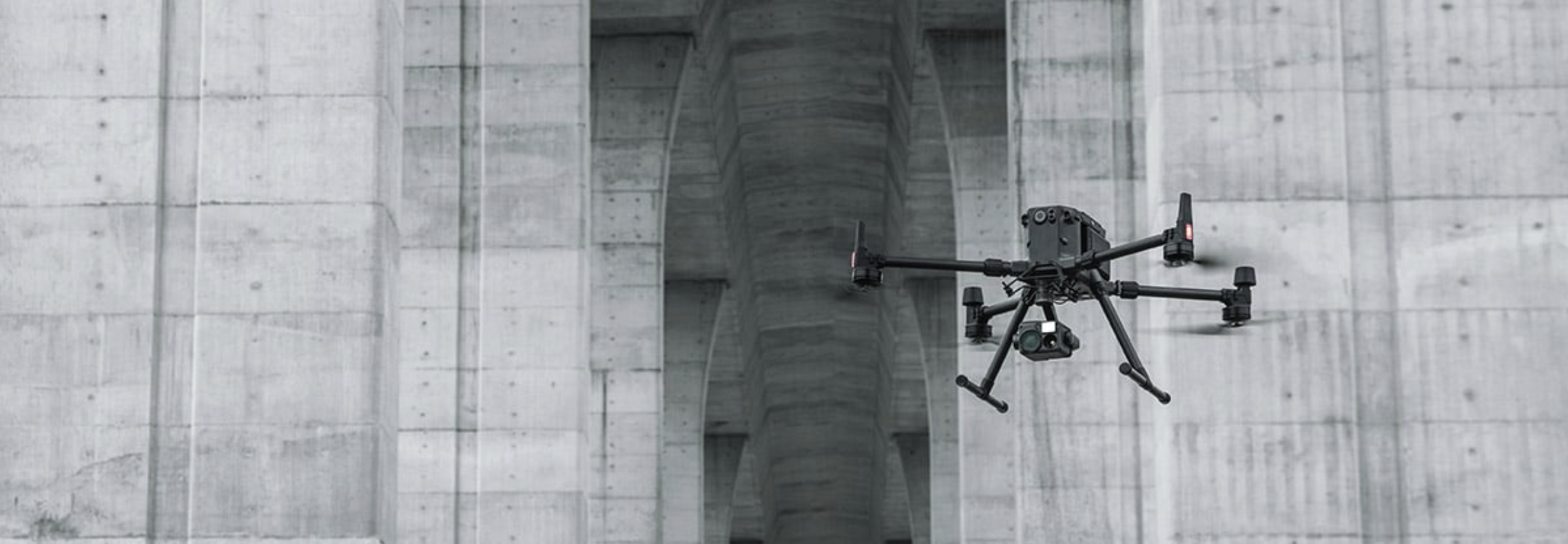 Drone in flight for infrastructure inspection
